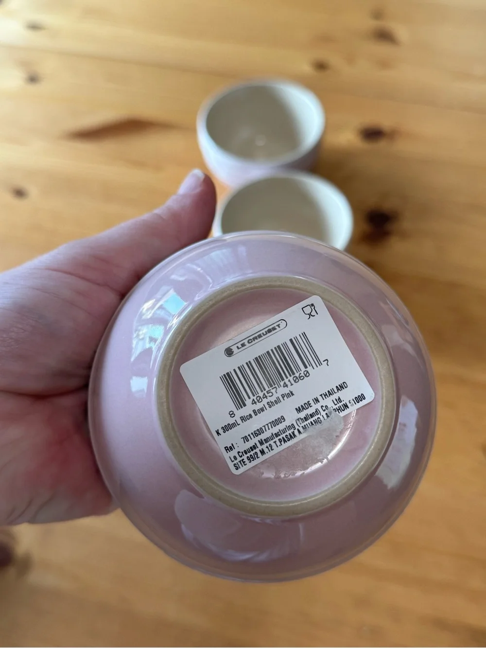 Le Creuset Shell Pink Stoneware Bowl with Cream Interior- Set of 3 (RARE)